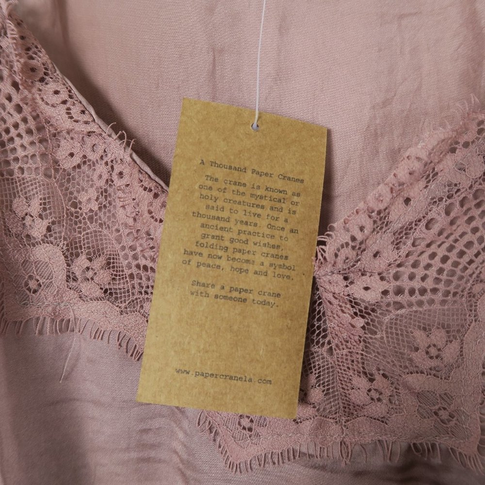 NWT Paper Crane Camisole Pink Mauve Lace Small Tank Top - Picture 8 of 9